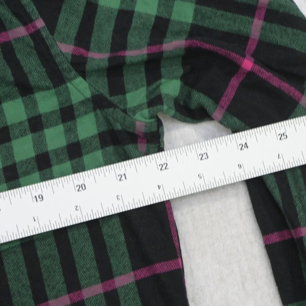Banana Republic Flannel Button Up Mens Medium Untucked Standard Fit Green Plaid